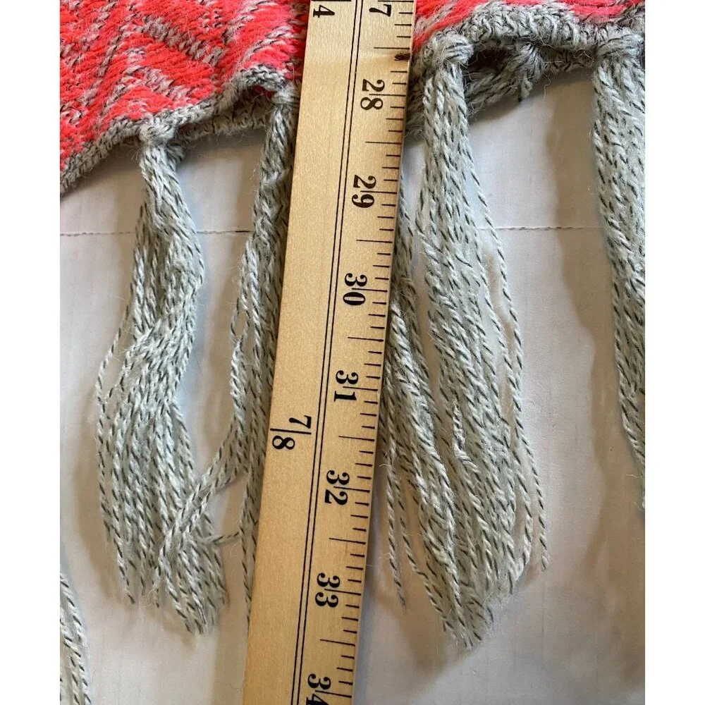 Petrol Womens Grey and Red Marled Open Cardigan with Fringe Size S/M Boho - Picture 6 of 9